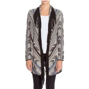 Nic+Zoe Women Cardigan Open Front Fringe  Aztec Boho sweater plus size 2X